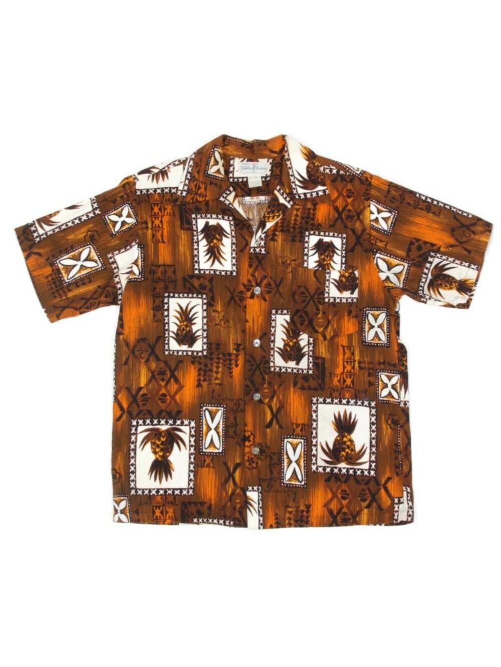 Vtg 70s Hukilau Fashions Barkcloth Hawaiian Shirt Mens M Floral Camp Collar 798